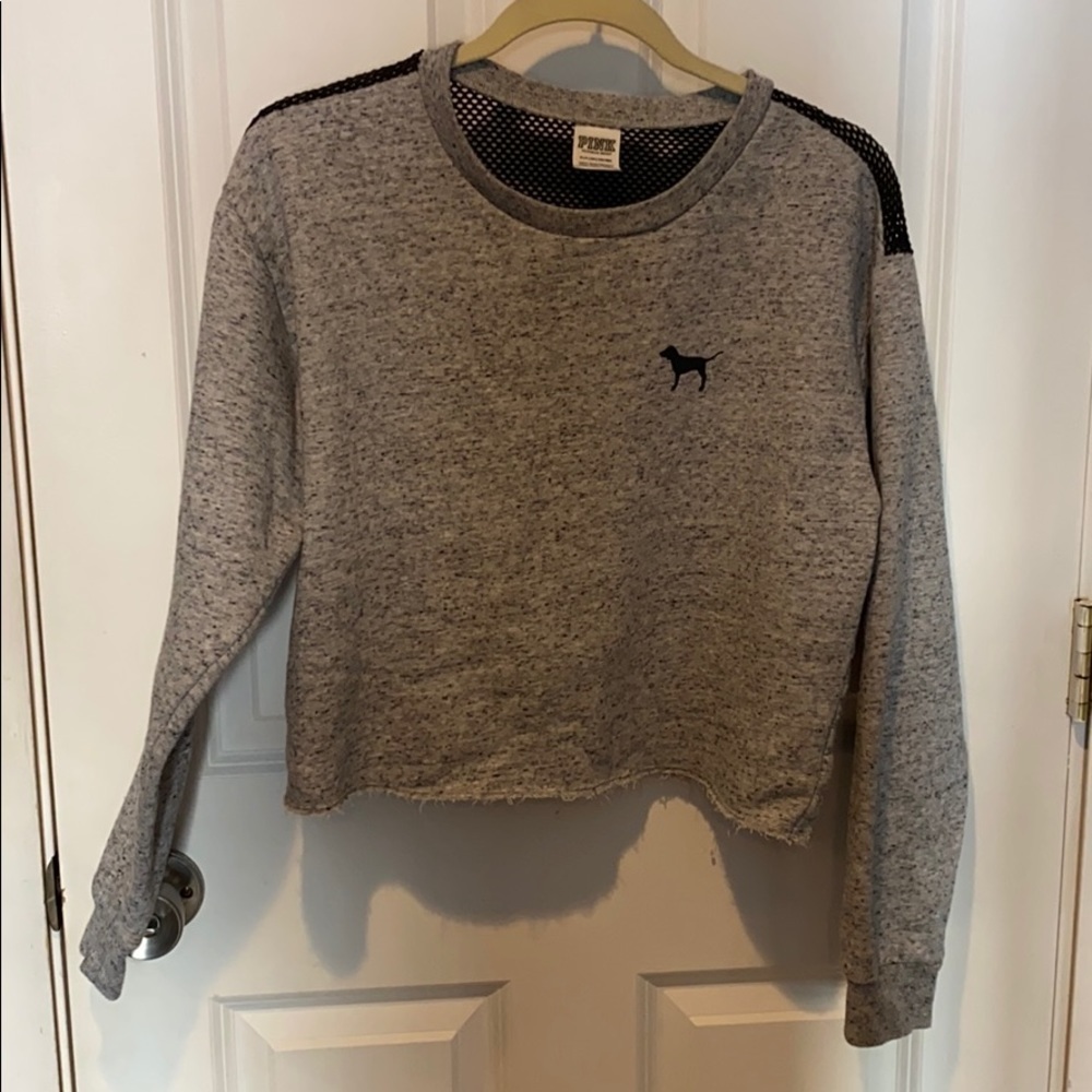 VS Pink Oversized Mesh crop crew pullover - Picture 3 of 8